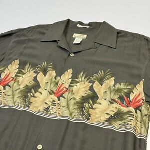 Bamboo Cay Shirt Mens Medium Tropical Floral Resortwear Rayon Button Up Casual